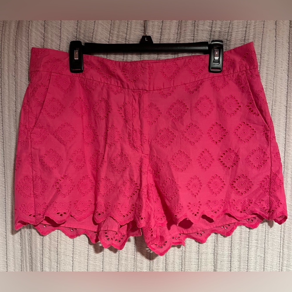 Crown & Ivy Pink Eyelet High Waist Shorts